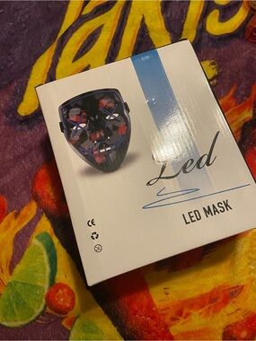 Men's Black LED Light-Up Face Mask with Blue Accents